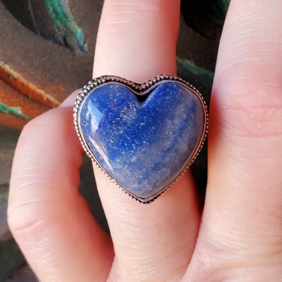 New Heart Shaped Lapis Lazuli 925 Silver Ring. - Picture 7 of 16